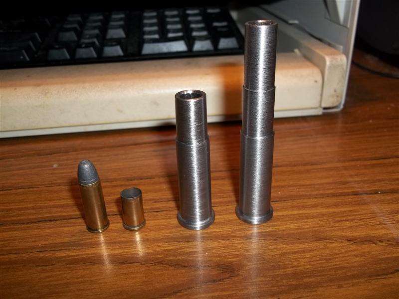 Adapters made from Mosin Nagant barrel cut-offs to shoot 32 S&W Longs out of a Remington Rolling Block rifle in 43 Spanish caliber. At least now I can