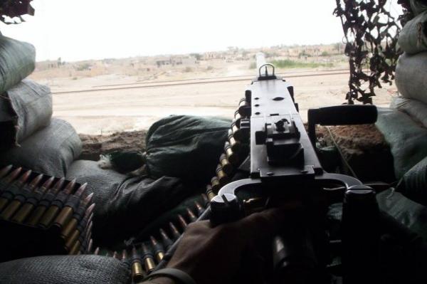 M2 50cal on post in Ramadi, Iraq.   2006 maybe?