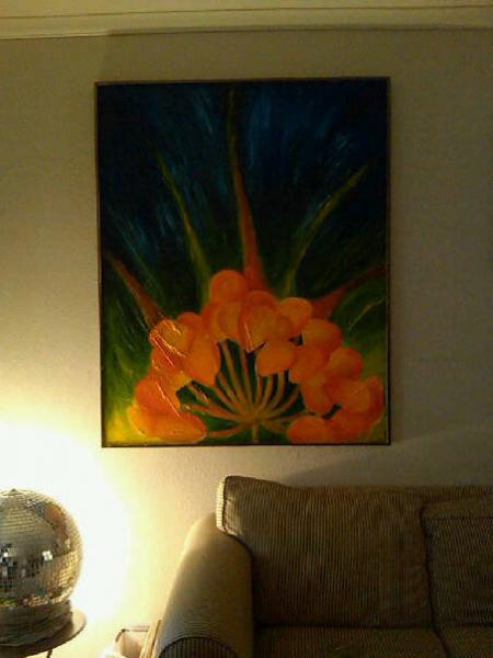 "Oh My Begonia" painted on a up-cycled canvas.