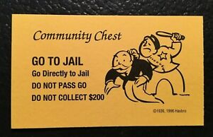 Monopoly 1996 Community Chest Card GO TO JAIL Card Game Replacement Card